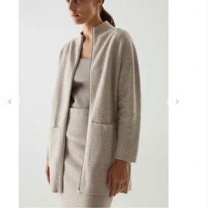 COS zip up wool jacket with zipper and patch pockets  size S
